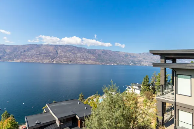 Lake view, lake-view modern home in Lakestone, Lake Country, BC. Real estate photography by Pixel Pro Productions.