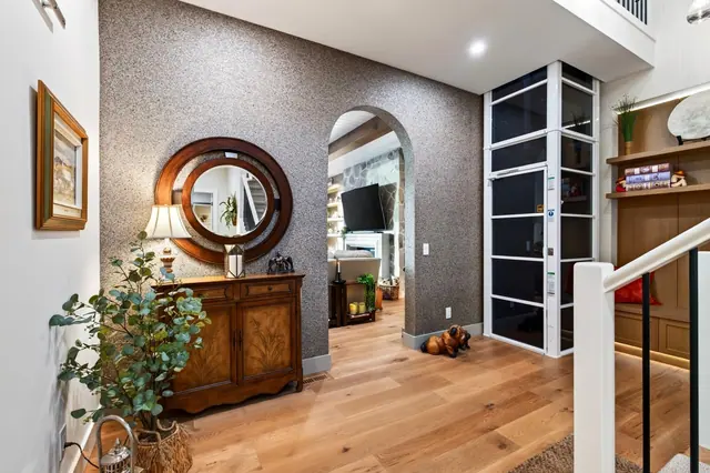 Foyer, lakefront home renovation in Lower Mission, Kelowna, BC. Real estate photography by Pixel Pro Productions.