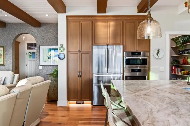 Kitchen living, lakefront home renovation in Lower Mission, Kelowna, BC. Real estate photography by Pixel Pro Productions.