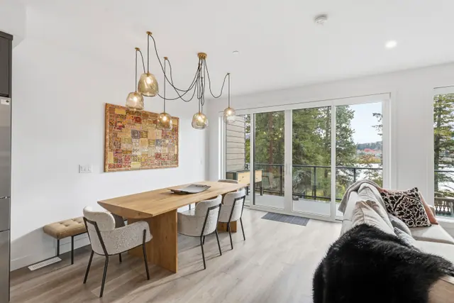 Dining room, modern townhome in Shannon Lake, West Kelowna, BC. Real estate photography by Pixel Pro Productions.