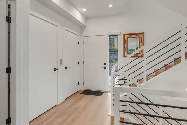 Entry, modern townhome in Shannon Lake, West Kelowna, BC. Real estate photography by Pixel Pro Productions.