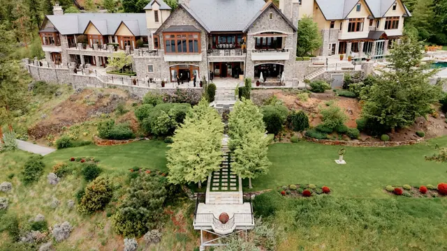 Chateau grounds: Catherine & Matt's wedding at Chateau Okanagan, Kelowna. Still from the Pixel Pro wedding film.