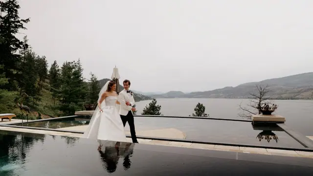 Infinity pool: Catherine & Matt's wedding at Chateau Okanagan, Kelowna. Still from the Pixel Pro wedding film.