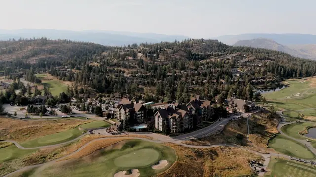 Aerial predator ridge: Nadia & Dean's wedding at Predator Ridge, Vernon. Still from the Pixel Pro wedding film.