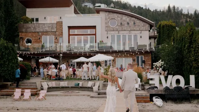 Estate house: Stephanie & Julian's wedding at Sanctuary Gardens, West Kelowna. Still from the Pixel Pro wedding film.