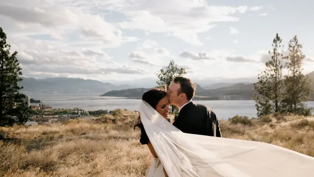 Veil kiss: Shivaun & Gage's wedding at Summerhill Pyramid Winery, Kelowna. Still from the Pixel Pro wedding film.